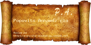 Popovits Annamária névjegykártya